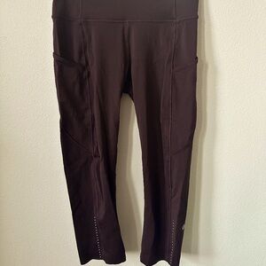 EUC s6 Deep Plum Lululemon Fast&Free Cropped Leggings | TONS OF HIDDEN POCKETS!